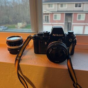 Nikon F3 with 50mm and 28mm lenses